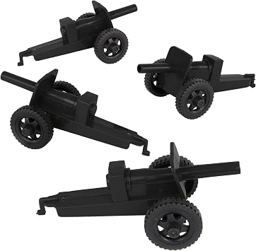 Tim Mee Toy TimMee M3 Artillery - Black 4pc Plastic Army Men Cannon Playset - Made in USA