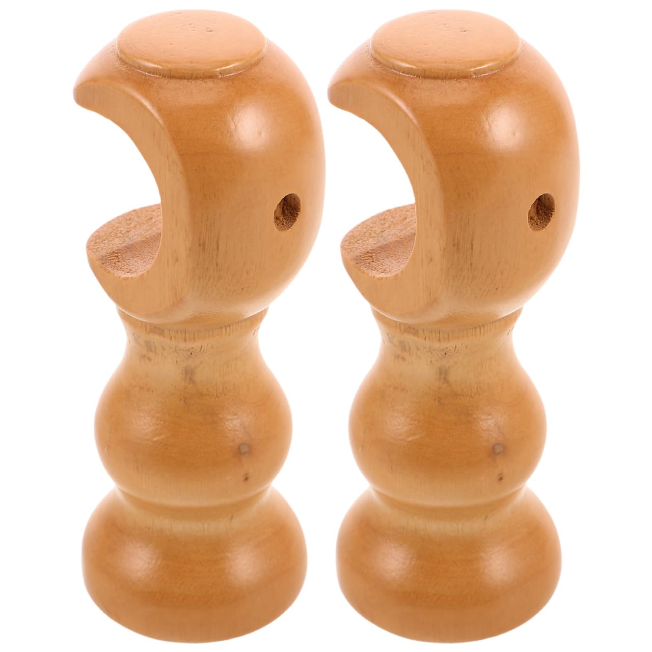 IMIKEYA 2pcs Wooden Curtain Rod Brackets Wall Mounted Solid Wood Drapery Pole Holders Natural Finish 28mm Opening Support for Living Room Bedroom Window Curtains