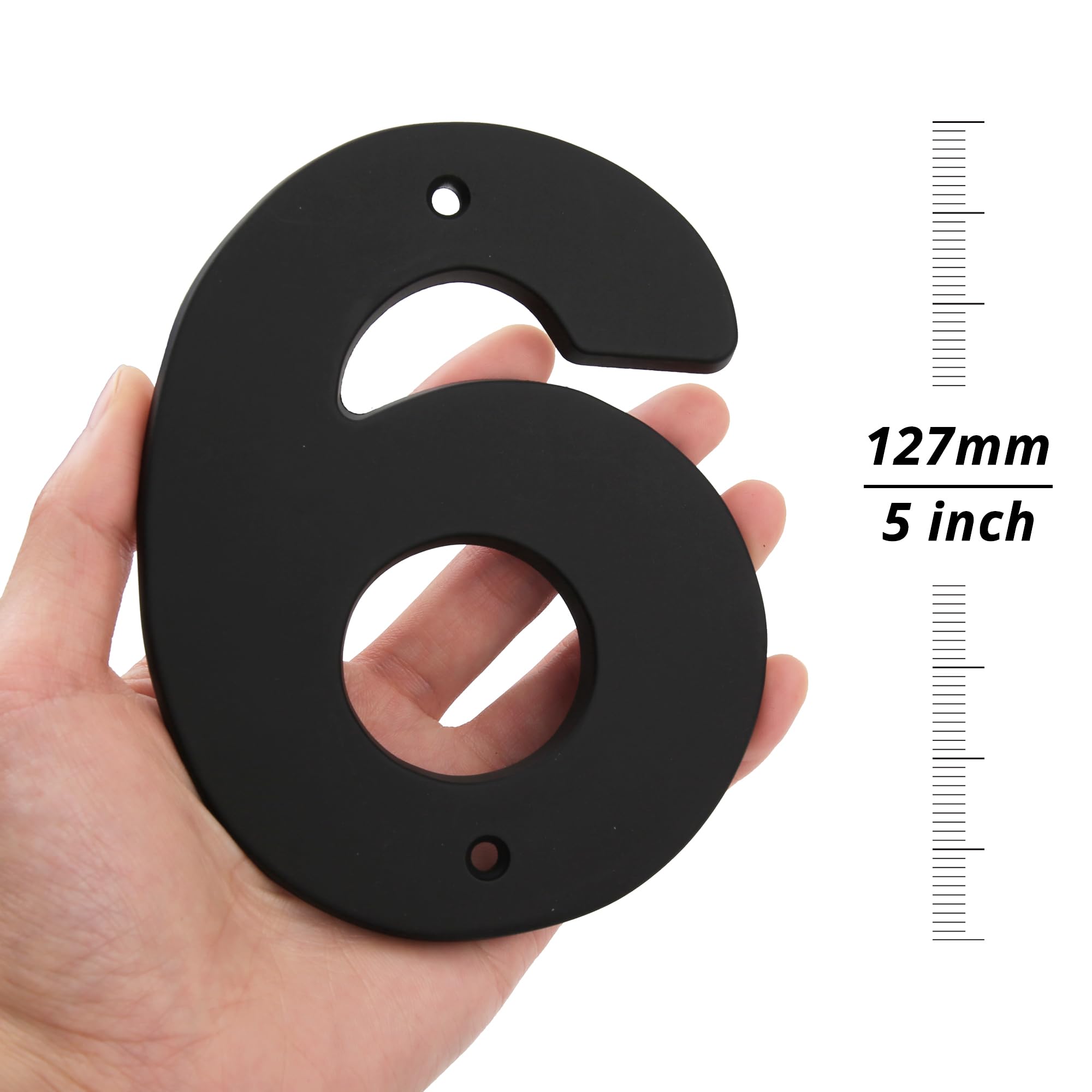 HASWARE Floating House Number Sign for Home - 5 Inch Modern Numerous Easy DIY Installation for Post Street (Black, 6) - Image 2