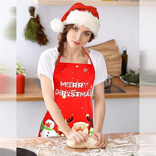 Miniatura 5 de Nialnant 3 delantales de Navidad, delantales de cocina de vacaciones, Papá Noel, alce, patas de elfo, muñeco de nieve, decoración de Navidad para