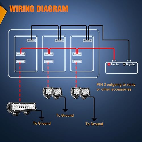 Vista 113 de Nilight Panel de interruptor basculante de 4 bandas, 5 pines de encendido y apagado, soporte de aluminio de 12 V, 24 V, interruptores Verde
