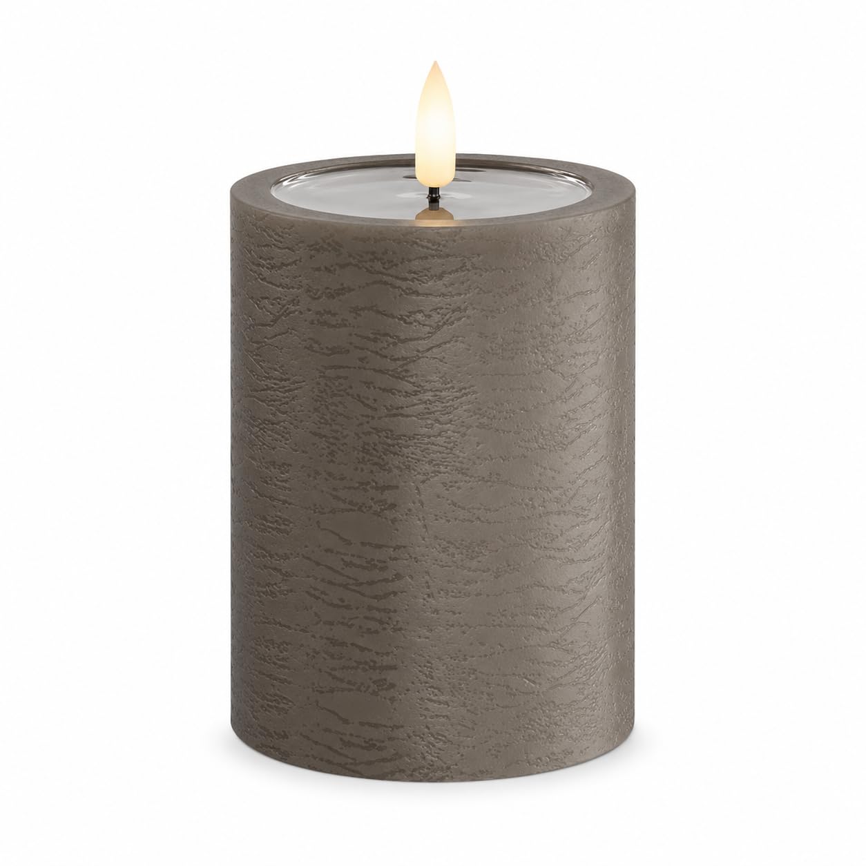 ReWu Deluxe Homeart Unikalna świeca LED, do użytku wewnątrz pomieszczeń, z realistycznym płomieniem, na lustrze z prawdziwego wosku, ręcznie wykonana, mokka, 10 x 15 cm
