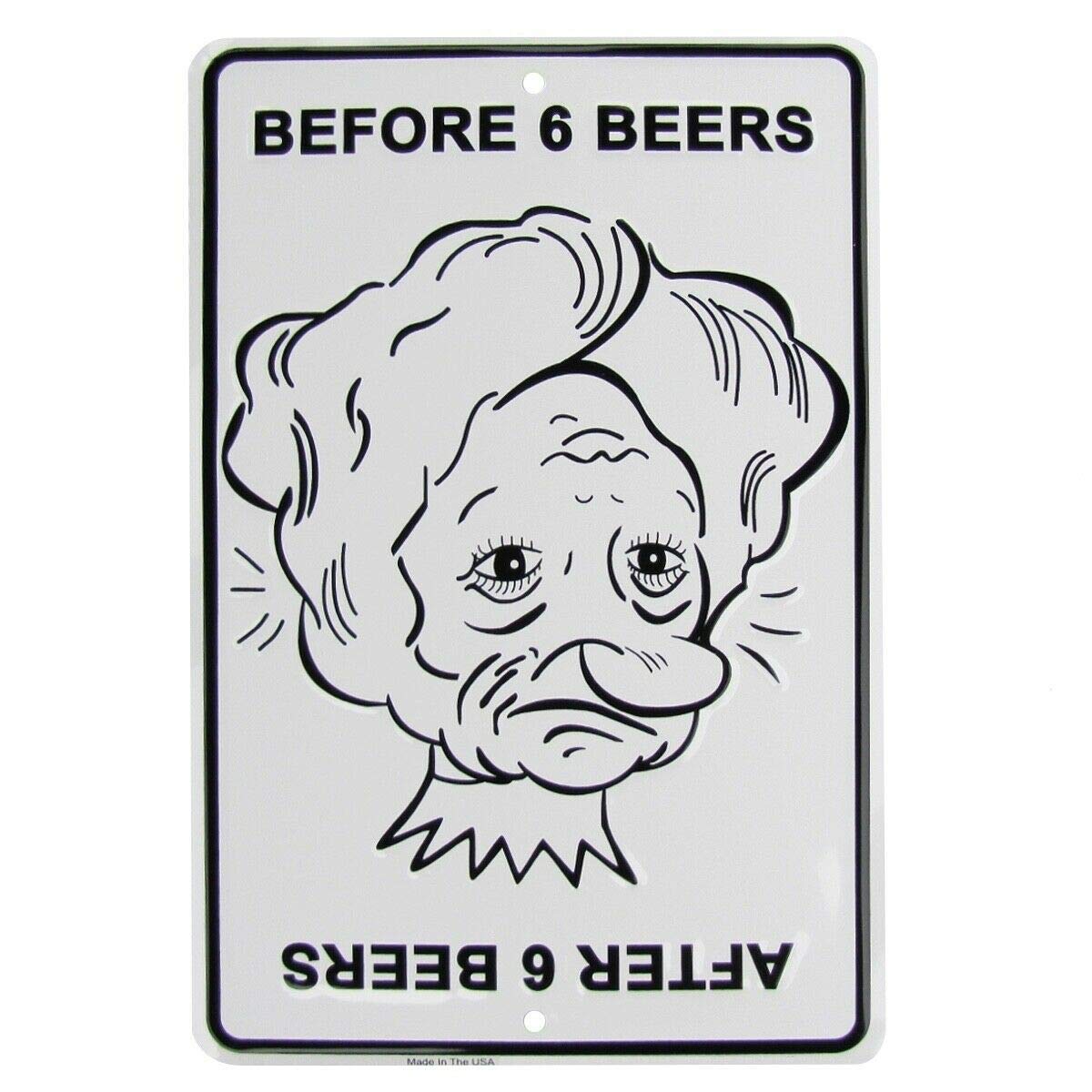 Before After 6 Beers Funny Metal US Made Sign Novelty Garage Bar Pub Wall Decor 8 x12 Inches Tin Sign