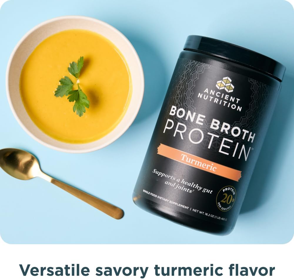 Ancient Nutrition Grass Fed, Cage Free, Bone Broth Protein Powder, 20g Protein, Hydrolyzed Collagen Peptides, Keto & Paleo Friendly, Supports Joint & Gut Health, Turmeric, 20 Servings - Image 7