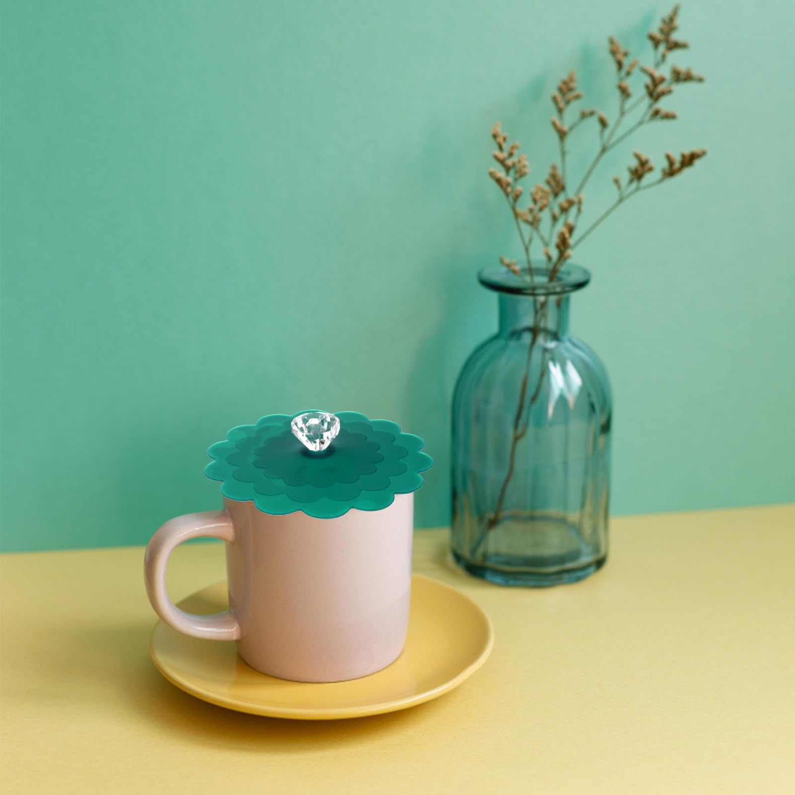 Lot de 6 couvercles de tasse en silicone, réutilisables, portables et légers, pour tasses et verres à bière, parfaits pour la maison ou le bureau
