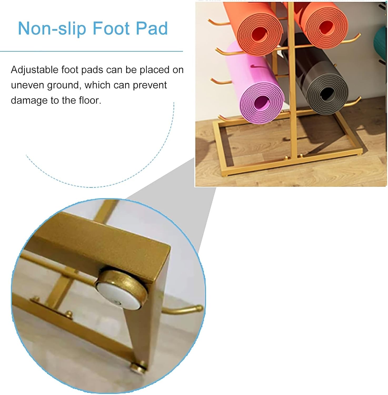 Freestanding Yoga Mat Holder & Foam Roller Organizer Rack - 5-Tier Metal Storage for Gym & Workout Room, Perfect Exercise Equipment Display image 5