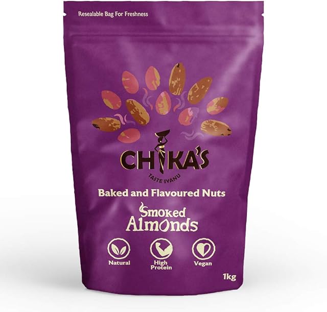 CHIKA'S - Smoked Almonds - 1 x 1kg - Healthy & Nutritious Vegan Snack