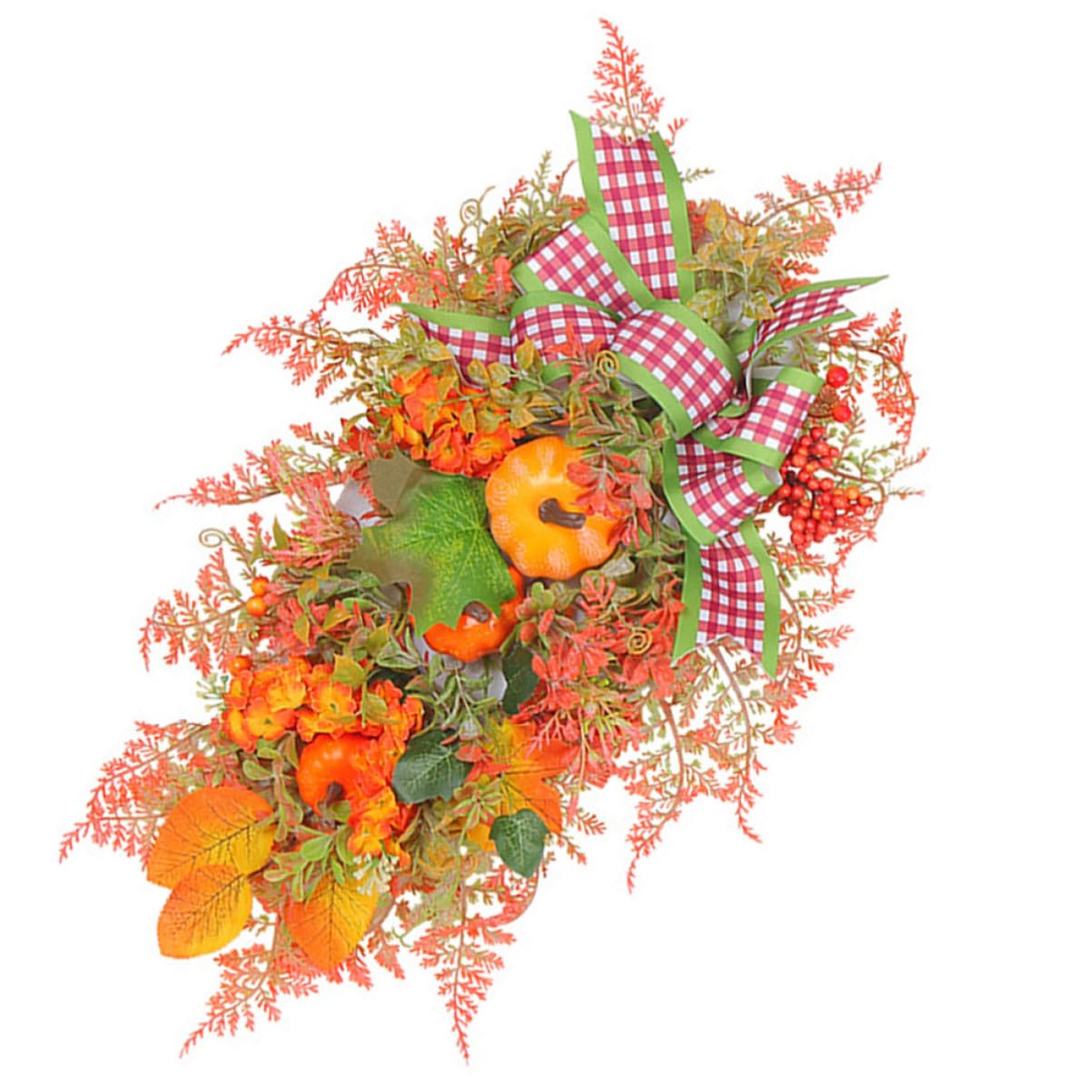 FRCOLOR Guirnalda Colgante para Puerta de Entrada Calabaza de Plástico y Tela, Adorno para Fiesta de Acción de Gracias, Resistente y Fácil de Colgar