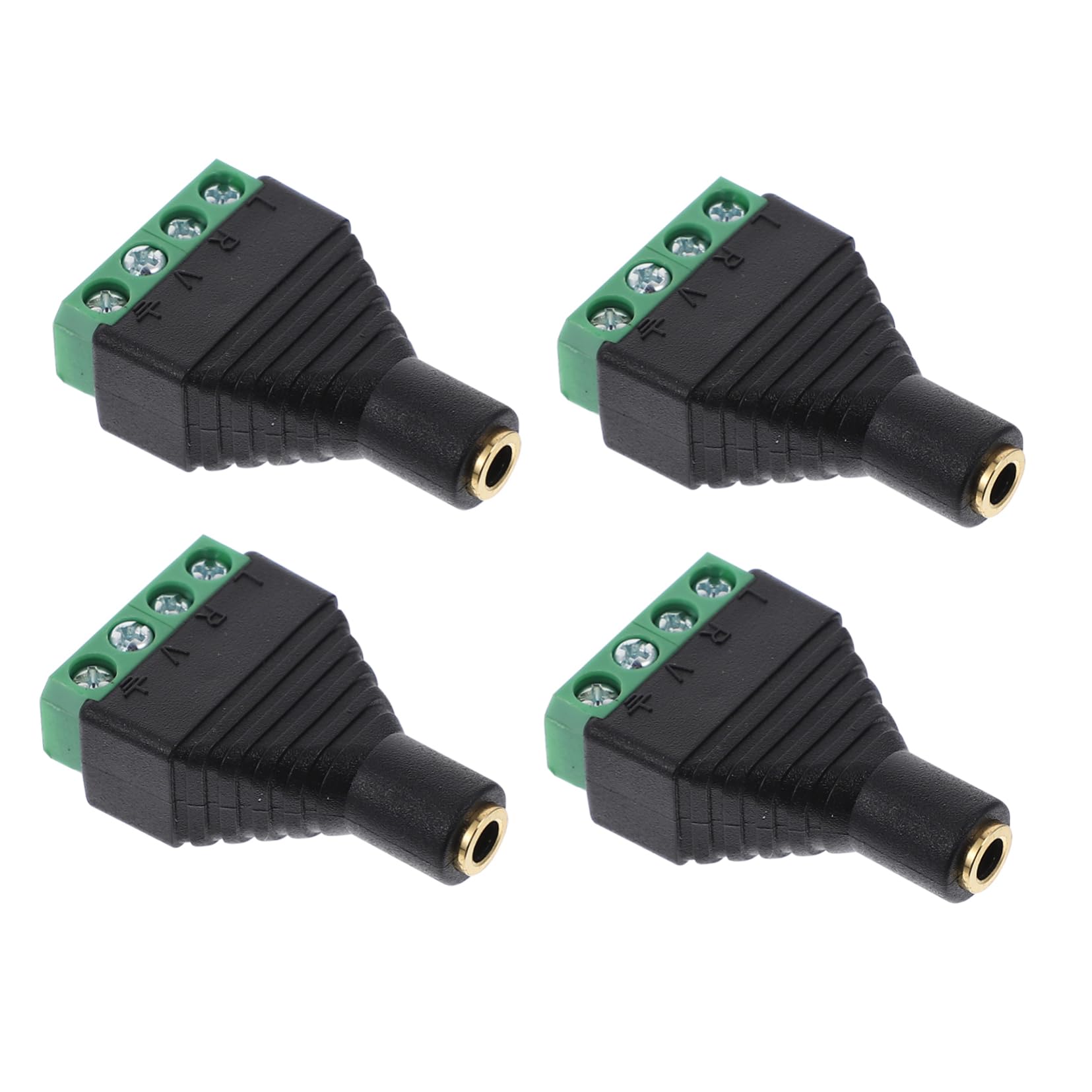 KICHOUSE Copper Plastic 3.5mm Stereo Terminal Gold Plated for Transfer 4pcs Panel Mount Jack Female Terminal Connectors