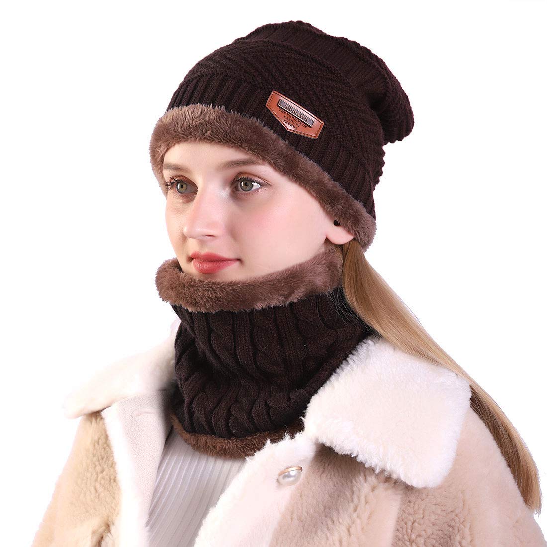 Brown hat and scarf set Clearance