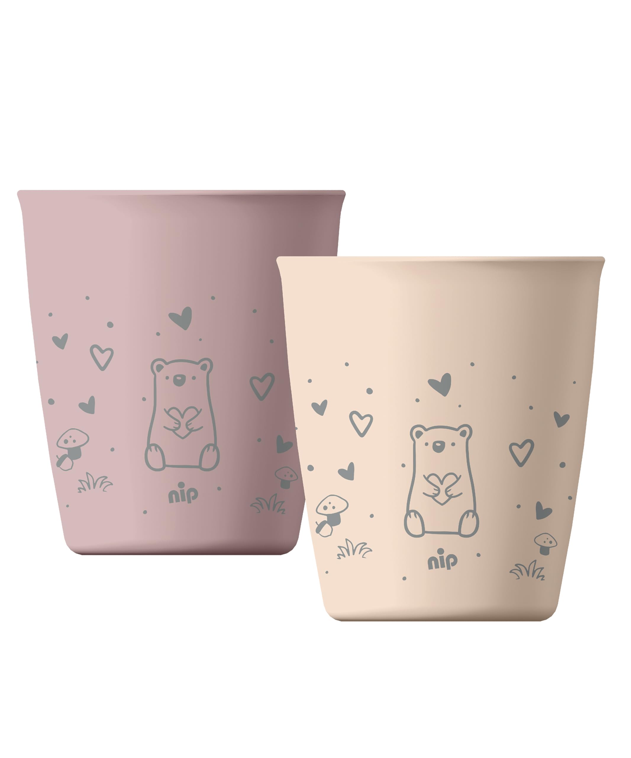 Bicchiere Sostenibile Resistente Bordo Arrotondato per Bambini 12 Mesi Ergonomico 90% Rinnovabili 2 Pezzi Rosa