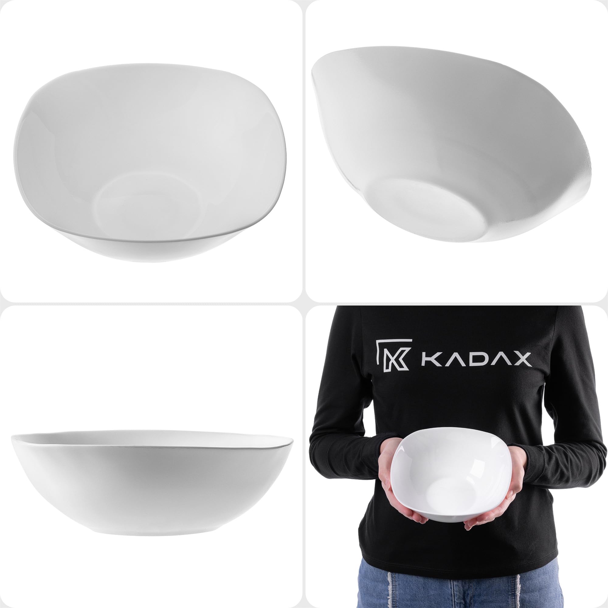 KADAX Lot de 36 Service de table pour 12 personnes, avec assiettes creuses, assiettes à dessert et assiettes plates, vaisselle de table, ensemble d'assiettes (blanc)