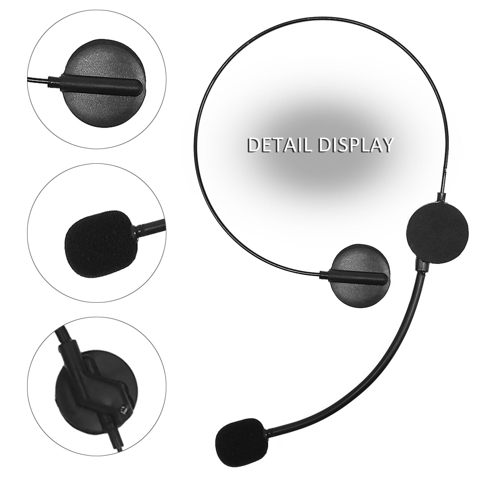 EUPSIIU Lot de 4 accessoires pour casque radio, microphone, accessoire tendance pour bal masqué, cosplay, fête (noir)