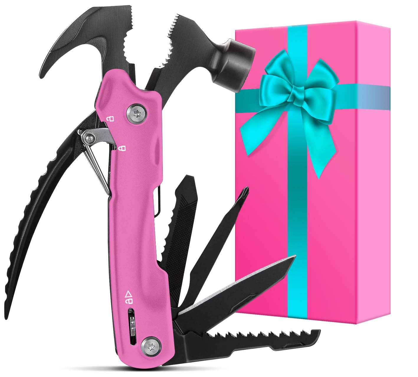 Gifts for Women Mom Wife - Women Gifts, Hot P'ink 12 in 1 Multitool Hammer - Birthday Gift for Mom, Woman, Wife, Sister - Reliable Companion for You