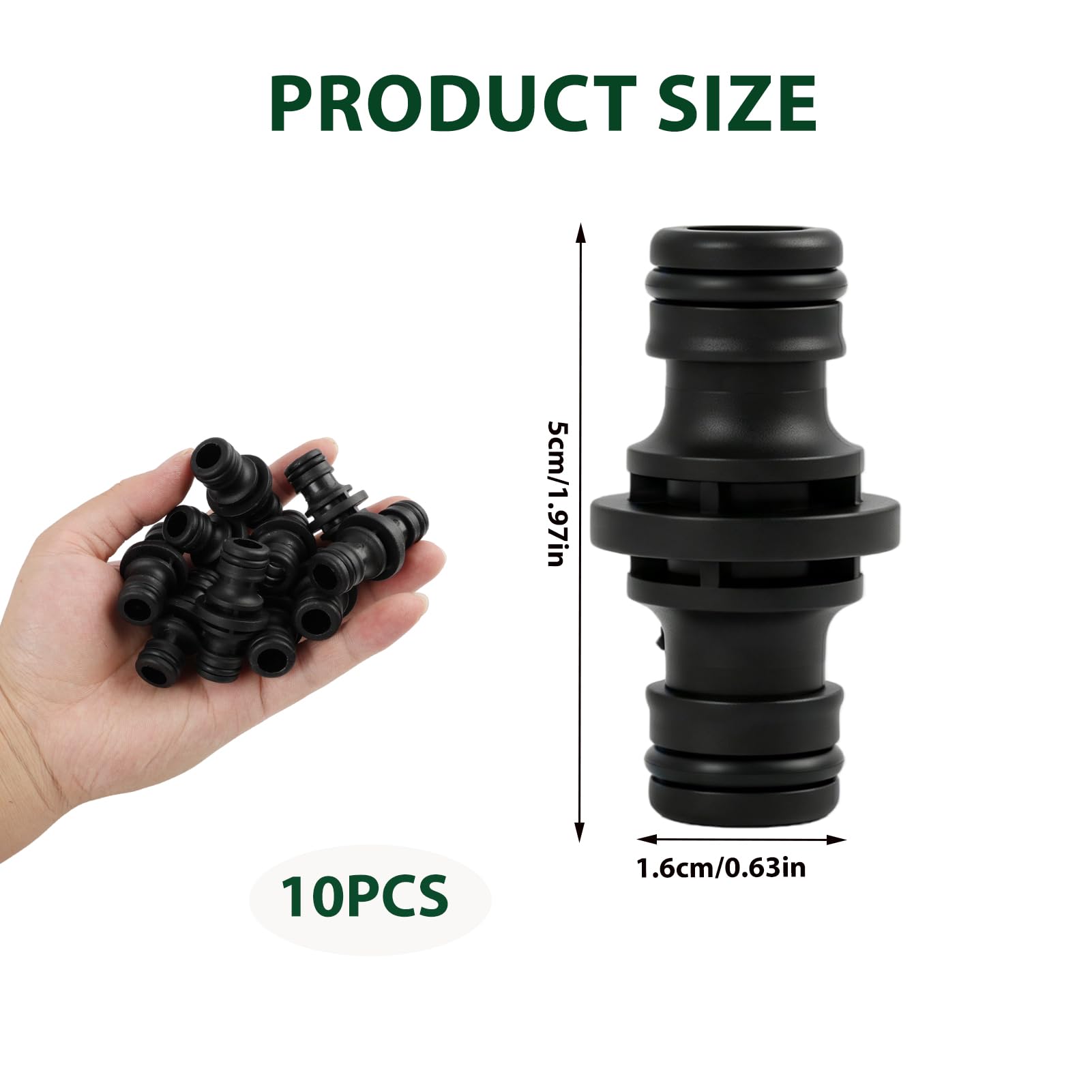 10 acopladores de manguera de 1/2 pulgadas, conector doble para manguera de jardín, conector para manguera de jardín para riego, extensión de manguera de doble cara con conexión rápida