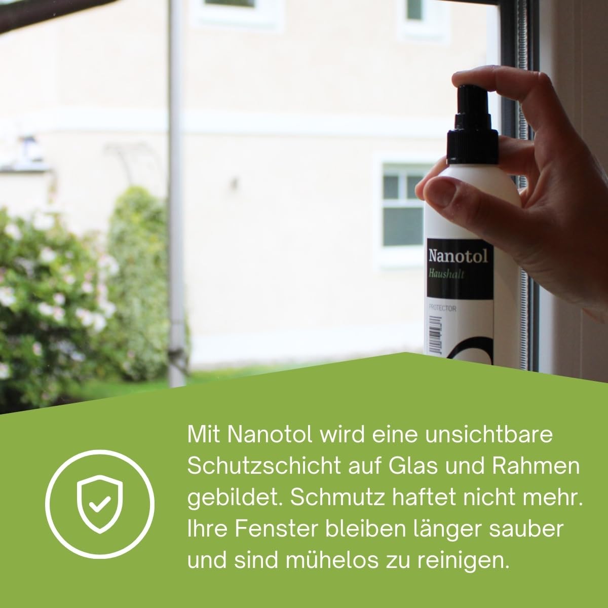 Nanotol Fensterreiniger Set mit Nanoversiegelung - EASY-TO-CLEAN Beschichtung für 40 m² Glas + Rahmen - geeignet für Fensterwischer, Fenstersauger, Abzieher