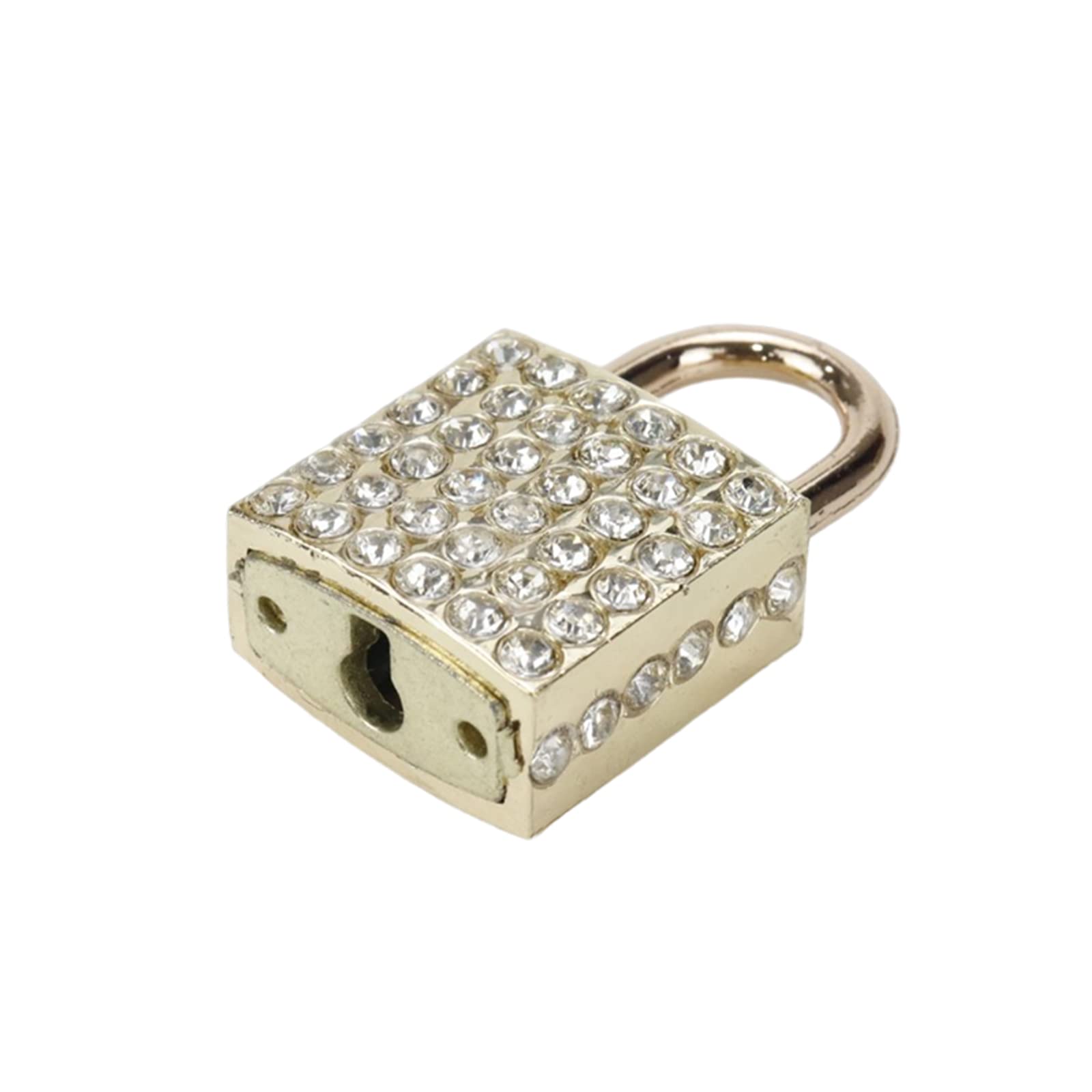 HEVSTIL 2-Pack Bling Square Padlock with Key Zinc Alloy Die Casting Diamond Small Square Lock Handbag Pendant Decorative Padlock for Jewelry Storage Box Diary Book Gold - Image 3