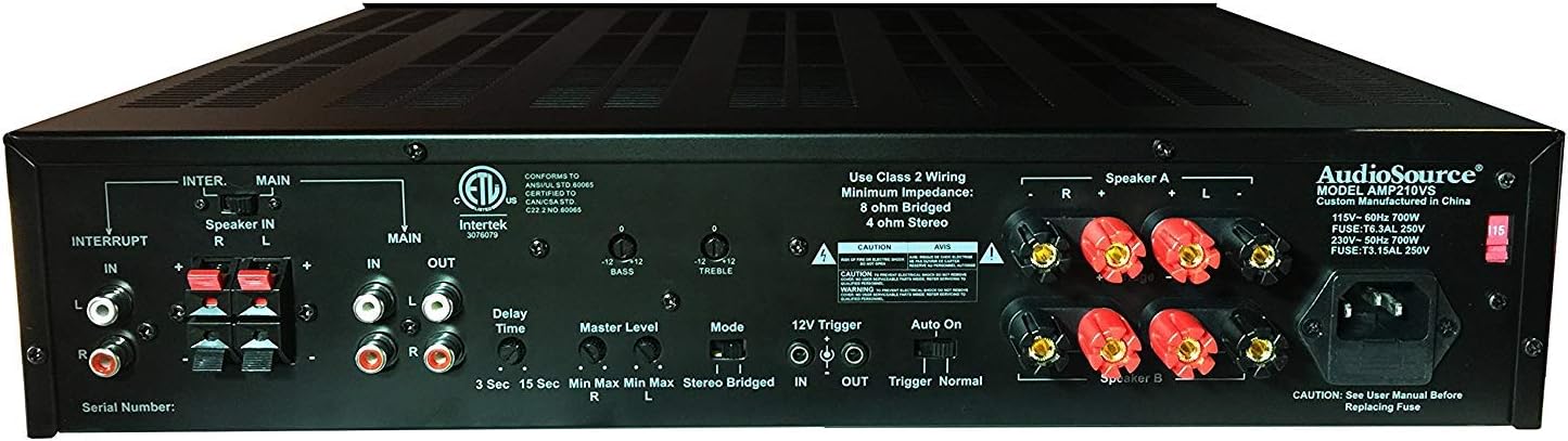 AudioSource Analog Amplifier, Stereo Power A Amplifier AMP210VS for Home Sound Systems