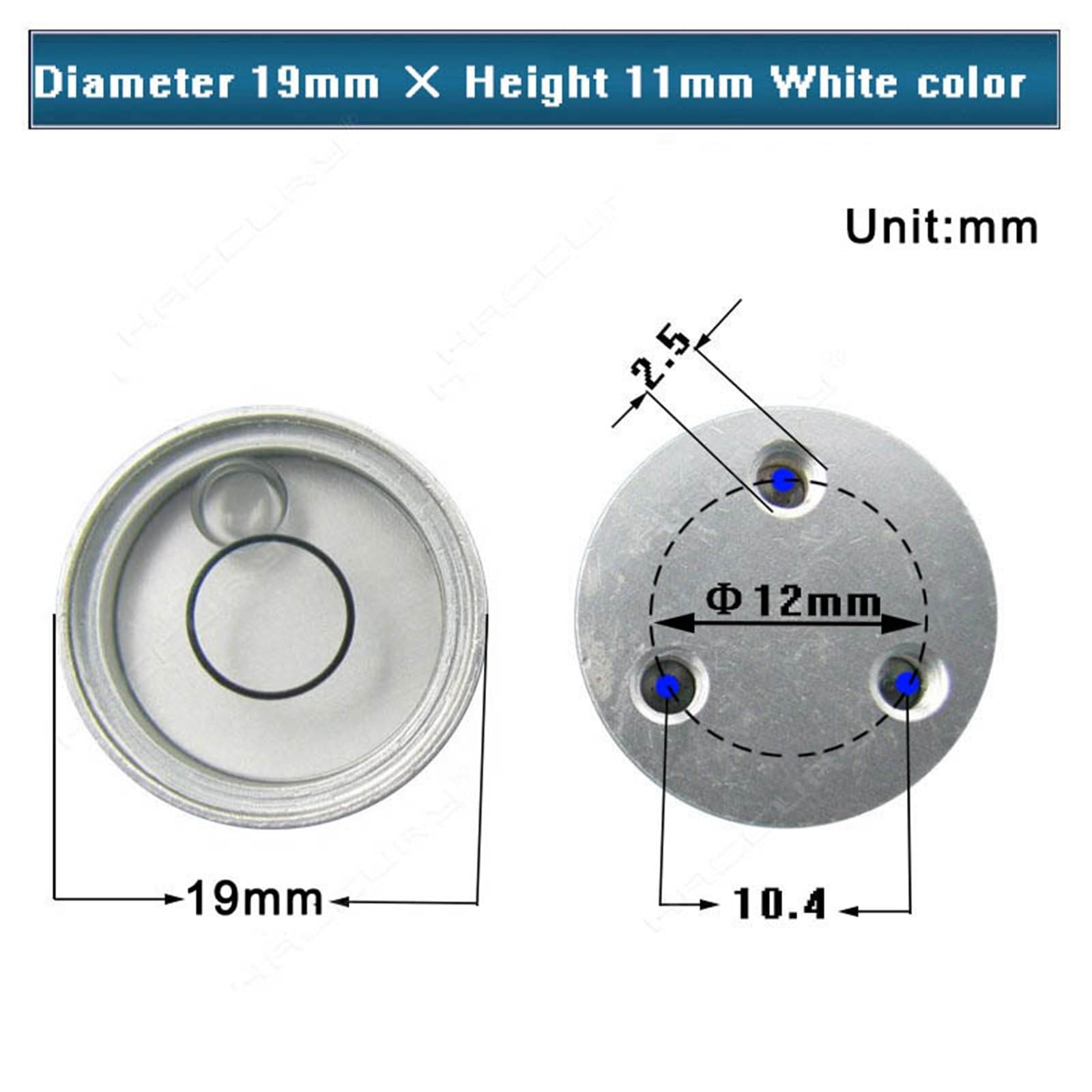 Burbuja de nivel de poste central, Mini nivel de burbuja de 19x11mm, cuenta Horizontal de Metal redonda, 5 uds.