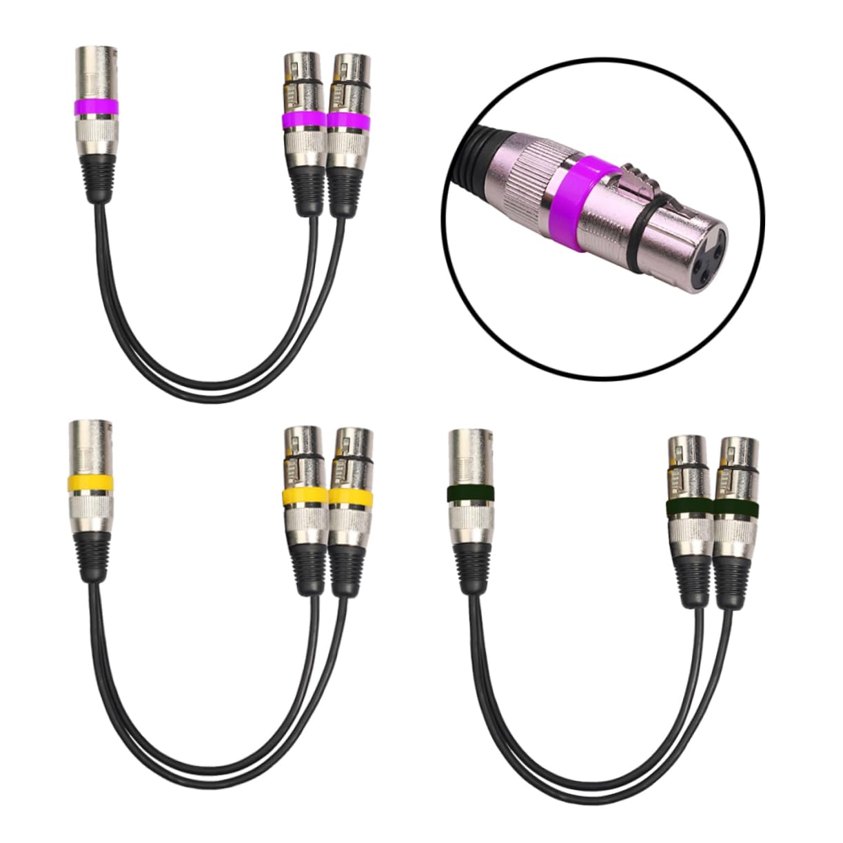 Toyvian Cavo Microfono Splitter Xlr Maschio a Doppio Xlr Femmina 0,3 Metri Rinforzo e Audio Bilanciato in Plastica e Metallo, 3 Pezzi per Microfoni e Illuminazione da Palco