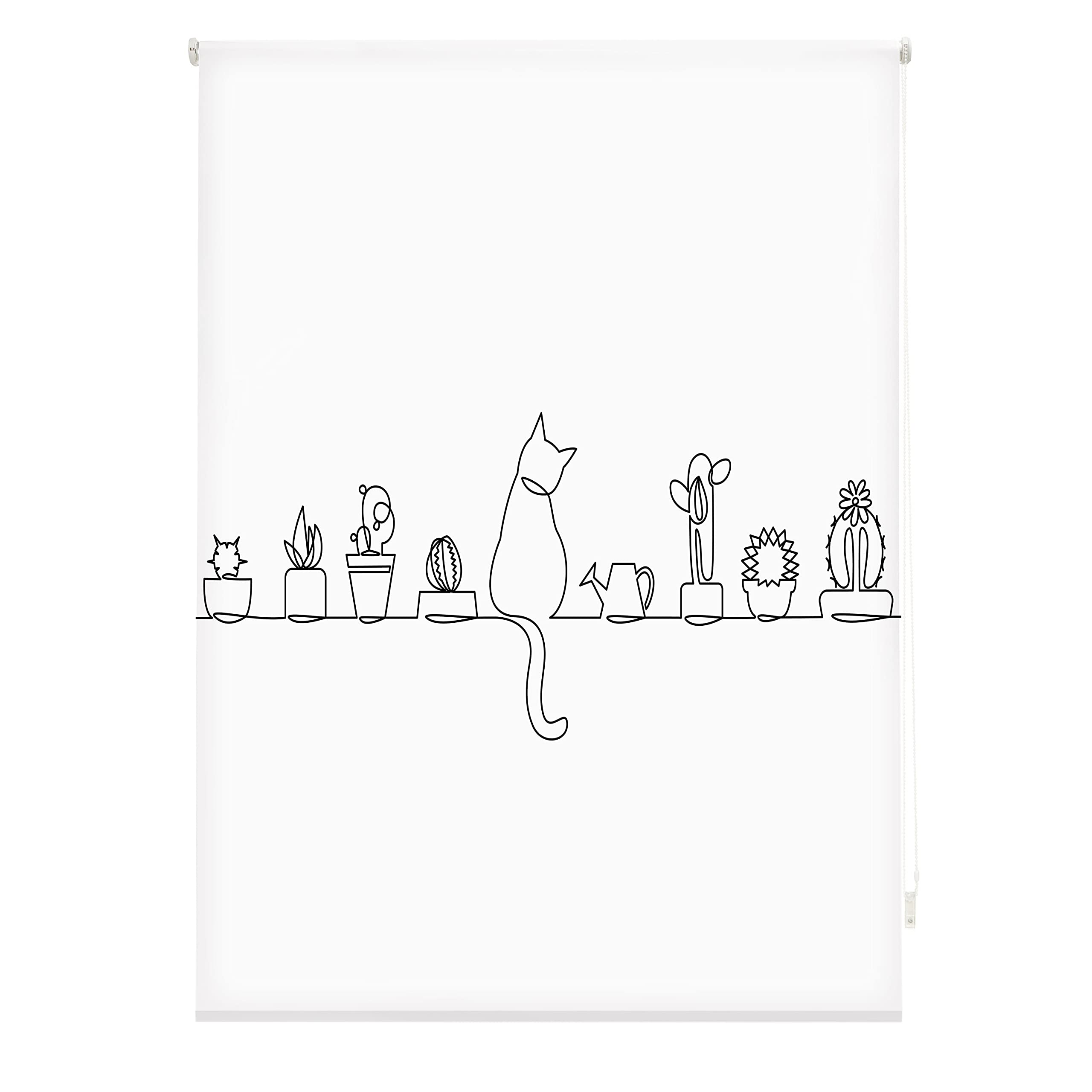 Blindecor Digital Cucina | Tenda avvolgibile traslucida con stampa digitale | Modello Cat | 130 x 180 cm (larghezza per altezza) Dimensioni del tessuto 127 x 175 cm | Tende per finestre