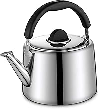 Chaleira de fogão Chaleira de assobio de diâmetro grande Anti-escaldante Chaleiras para água fervente Fogão de polimento Chaleira de polimento Adequado para fogão de indução Fogão a gás Chaleira de