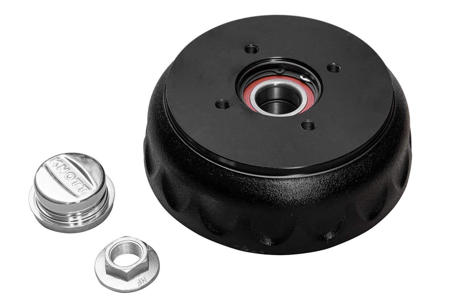 UNITRAILER Knott Tambour de Frein Remorque 200x50 avec Entraxe 4x100, Roulement Compact Double Rangée, Écrou et Cache-Moyeu Inclus pour Essieu Freiné de Remorque et Caravane