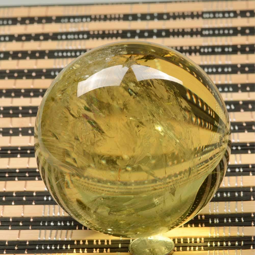Ornamenti di sfera di cristallo giallo naturale Sfera di pietra di cristallo lucidata a mano Sfera di cristallo di quarzo Sfera di pietra Soggiorno moderno Xuan GUI Armadietto del vino Mobile TV Decor