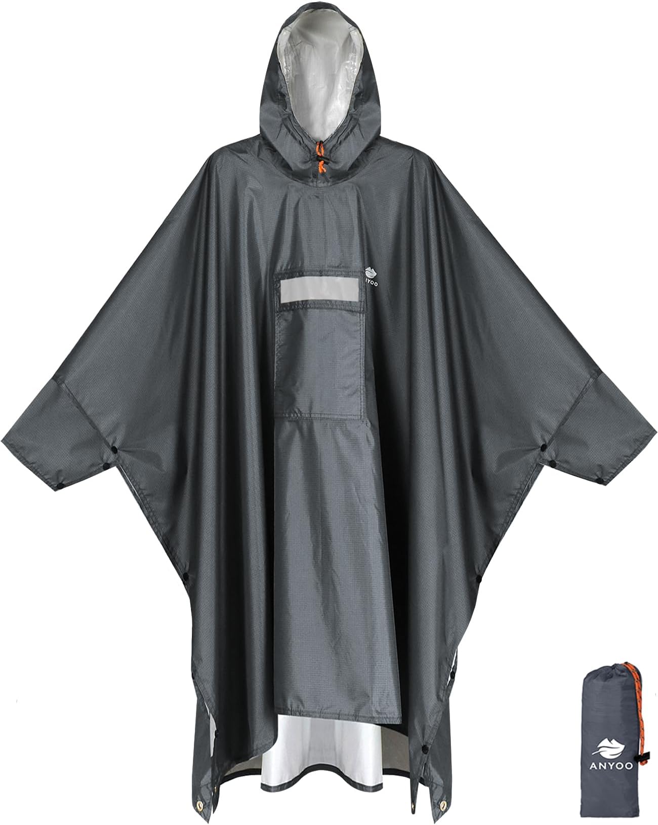 Hooded Rain Poncho for Adults Waterproof Lightweight Rain Coat for Men Women Reusable Rain Jacket for Emergency Outdoor