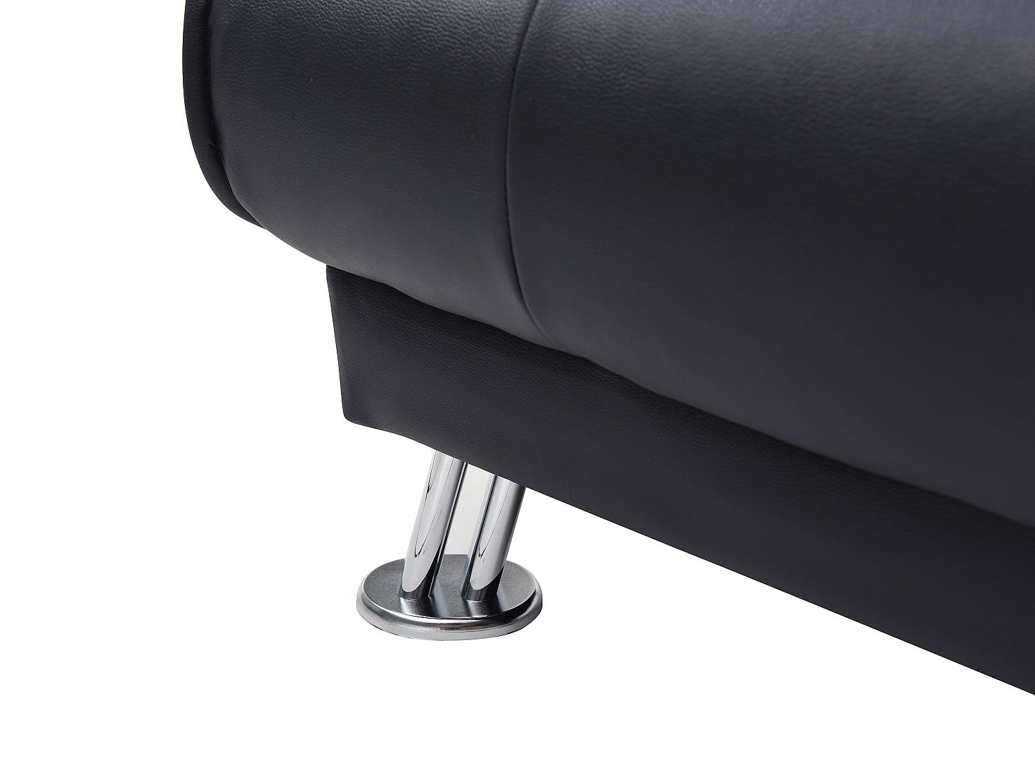 Vente-unique - Sofá Cama 3 plazas Maxime - Piel sintética - Negro | Patas de metal de diseño, 3 posiciones para el respaldo, fácil de limpiar