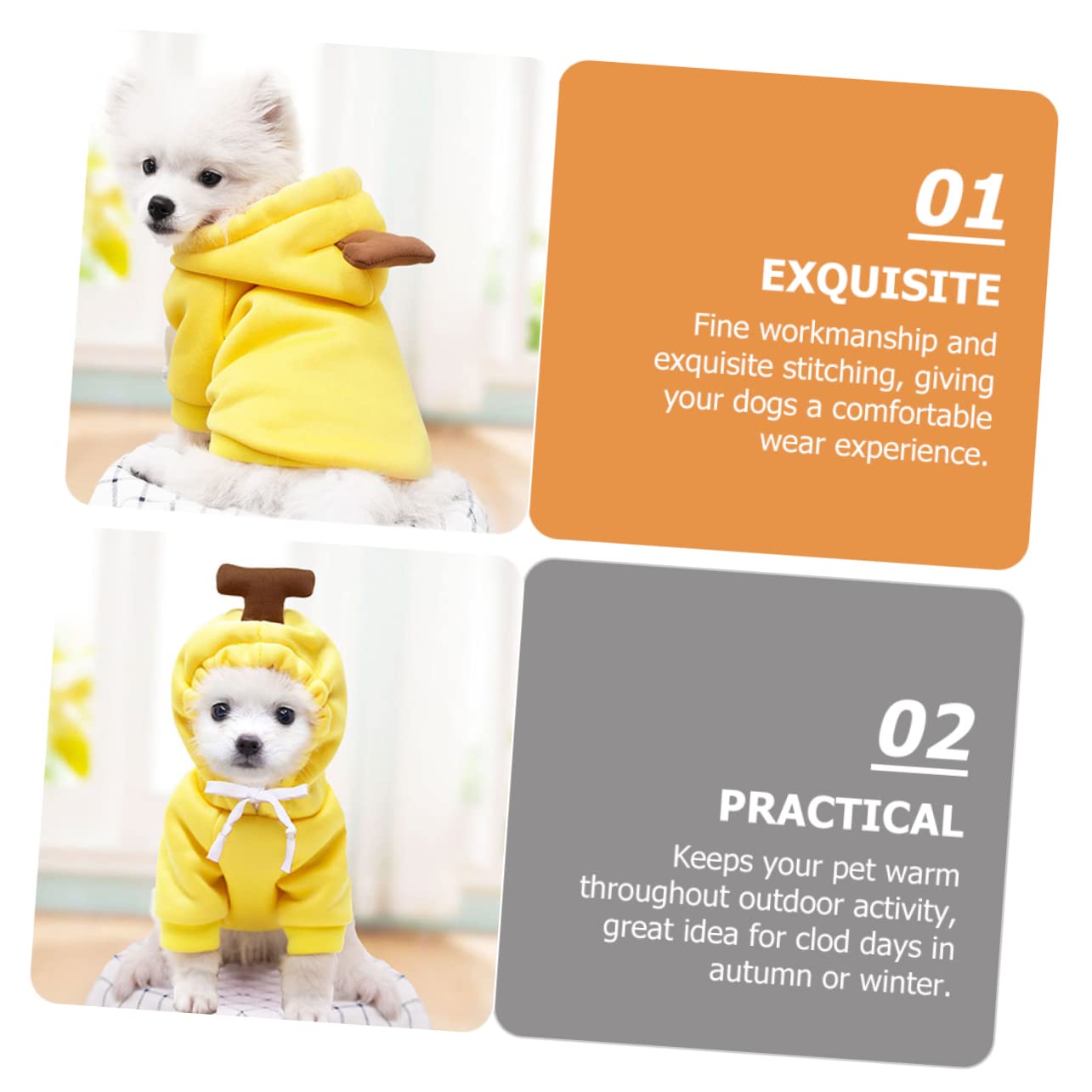 Kisangel 5pièces Pull à Capuche pour Chien Vêtement Hiver pour Moyen Chien Sweat-Banana pour Animaux Confort Optimal Et Facile à Porter pour Photos