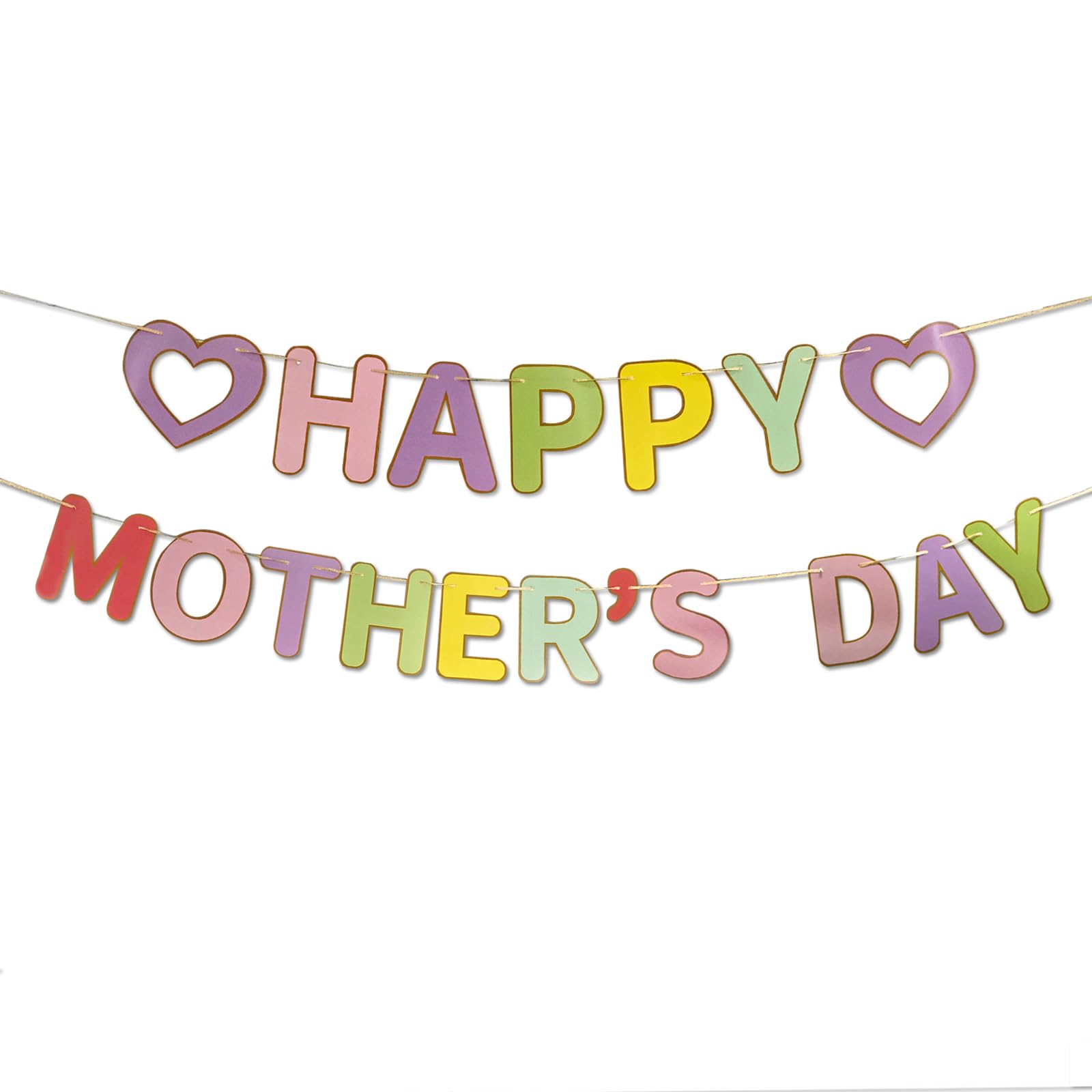 DONCIDAY Happy Mother’s Day Banner We Love Mom Day Garland Thank You Mom Tea Party Decorations