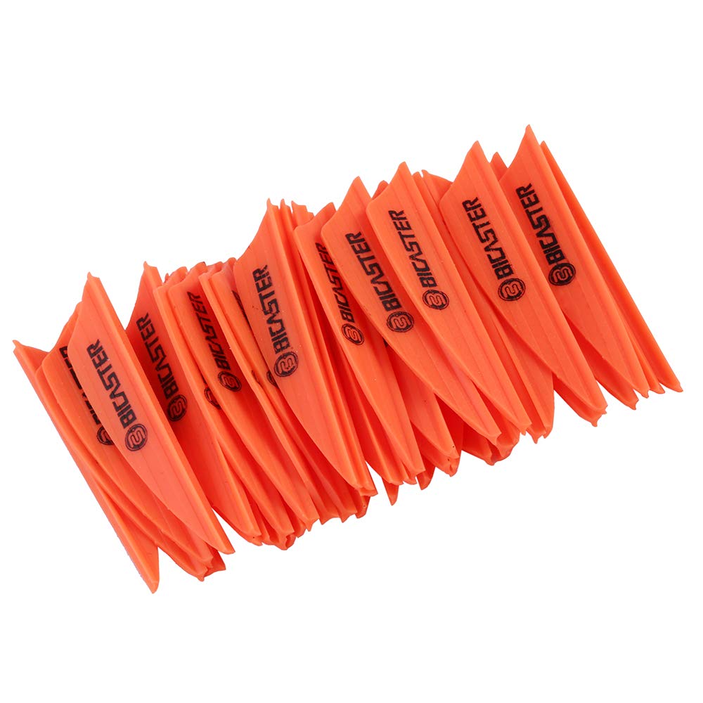BICASTER Archery Vanes 1.75 inch Archery Fletchs Shield Cut - 100pcs (Orange)