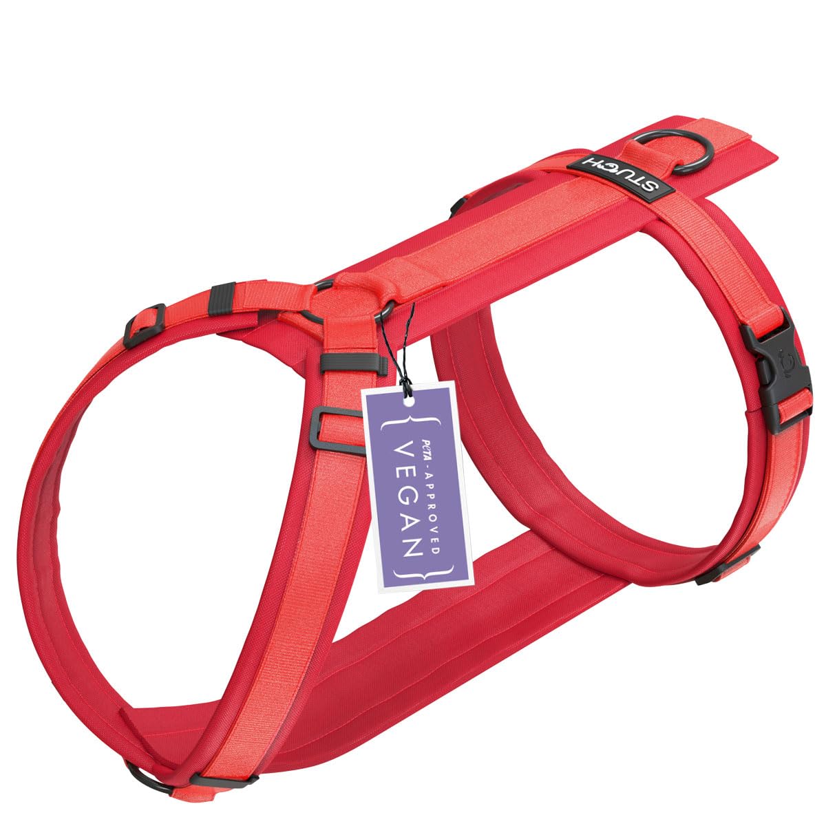 STUCH Arnés para perros – Arnés ajustable de nailon – acolchado – para perros pequeños, medianos y grandes (rojo, XS)