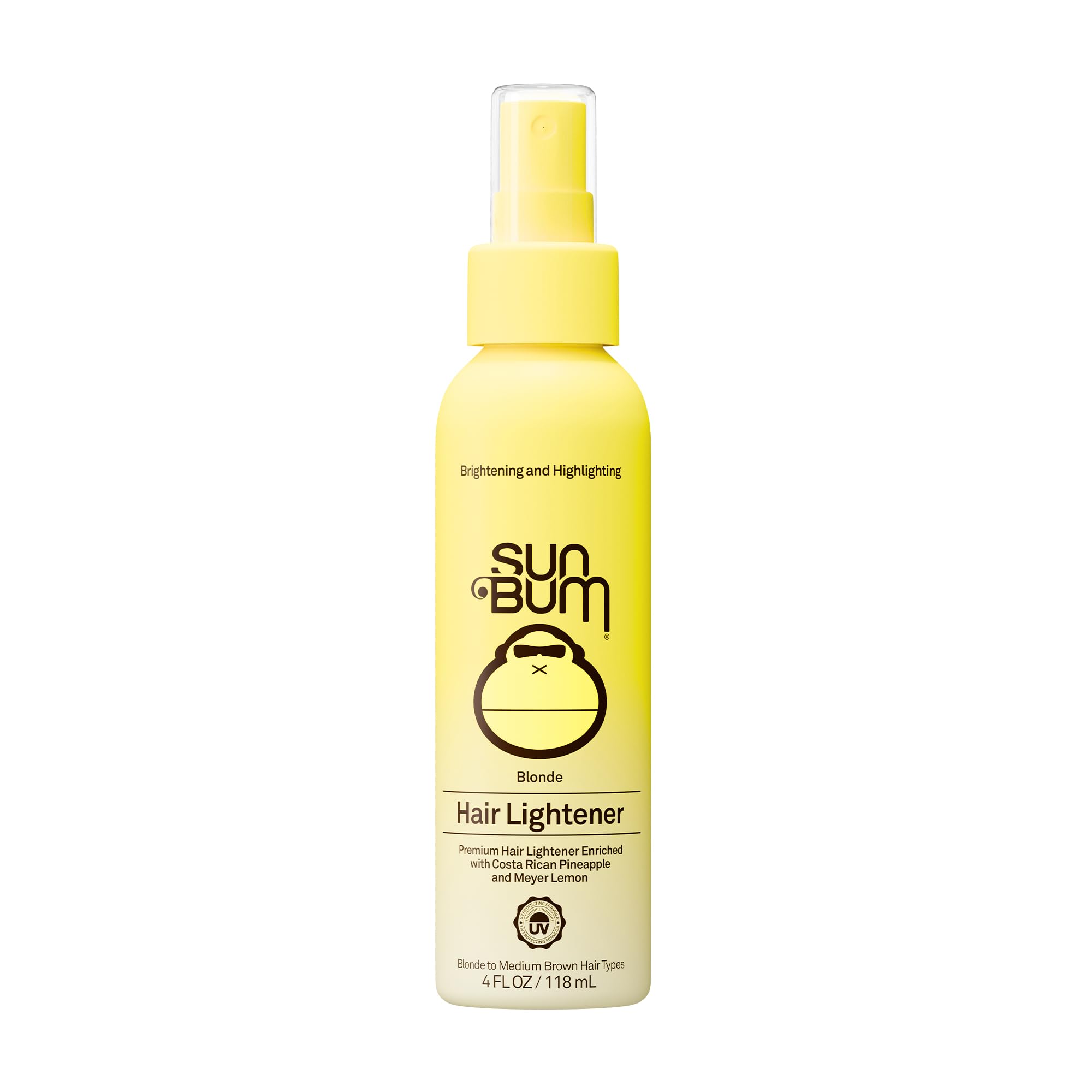 Sun Bum Hair Lightener Spray - For Blonde to Medium Brown Hair Types - UV Protecting - Enriched with Pineapple and Meyer Lemon - Vegan - 4 oz, 4 Fl Oz (Pack of 1)