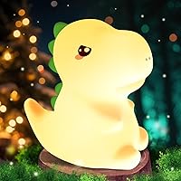 OneFire Dinosaur Night Light for Kids 3-8: 16 Colors, Soft Silicone, Rechargeable 12Hr Tap Control, Toddler Birthday Gift & Room Decor