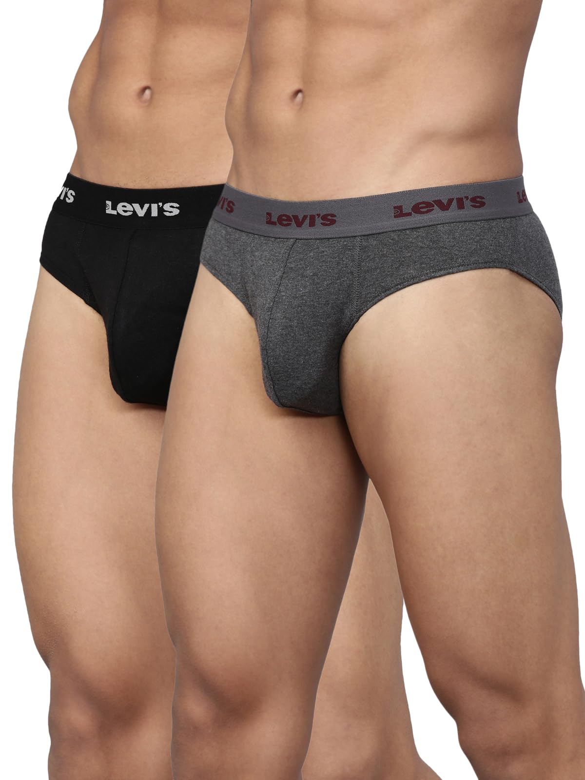 Levi's 002 Men's Pure Cotton Solid Brief - Low Rise, Outer Elastic Waistband (Pack of 2)