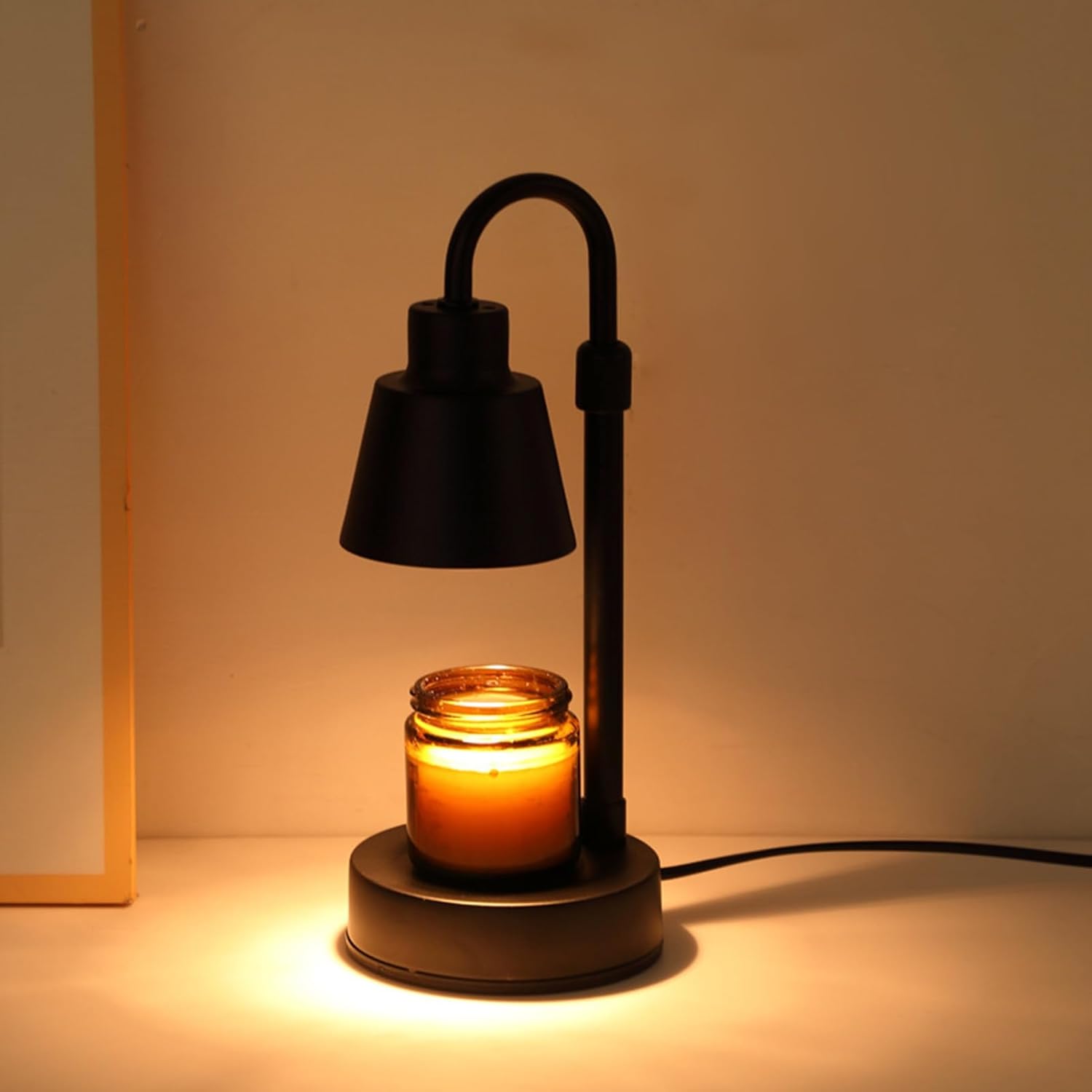 Candle Warmer Lamp Adjustable Height with Timer Dimmable Fast Heat Dissipation Stable Safe US Plug Melting Wax Light Black US Plug