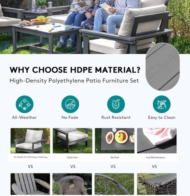 7-Piece Patio Furniture Set Outdoor Sectional Patio Conversation Set All Weather Outdoor Couch Set Patio Sofa