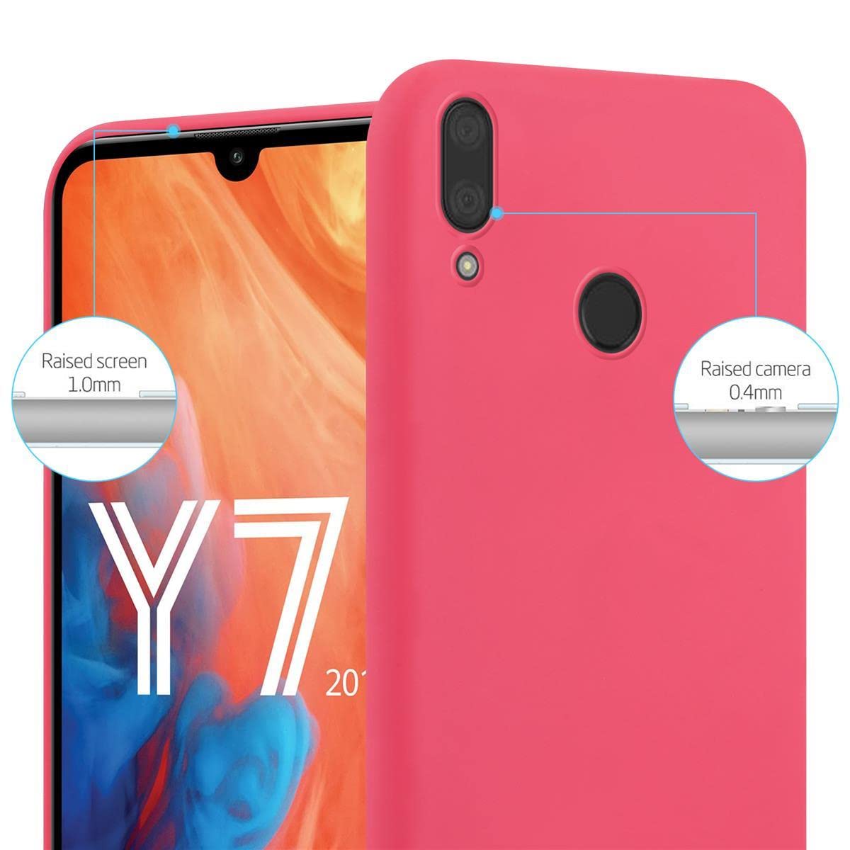 Cadorabo Cover Morbida Per Huawei Y7 2019 / Y7 Prime 2019 – Candy Rosso – Custodia In Silicone TPU Sottile Antiurto
