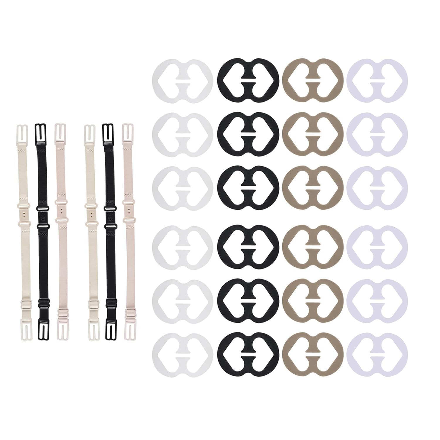 Bra Strap Clips,12 Bra Clips and Bra Straps Holder Women’s Black,White,Beige for Full Cup Size