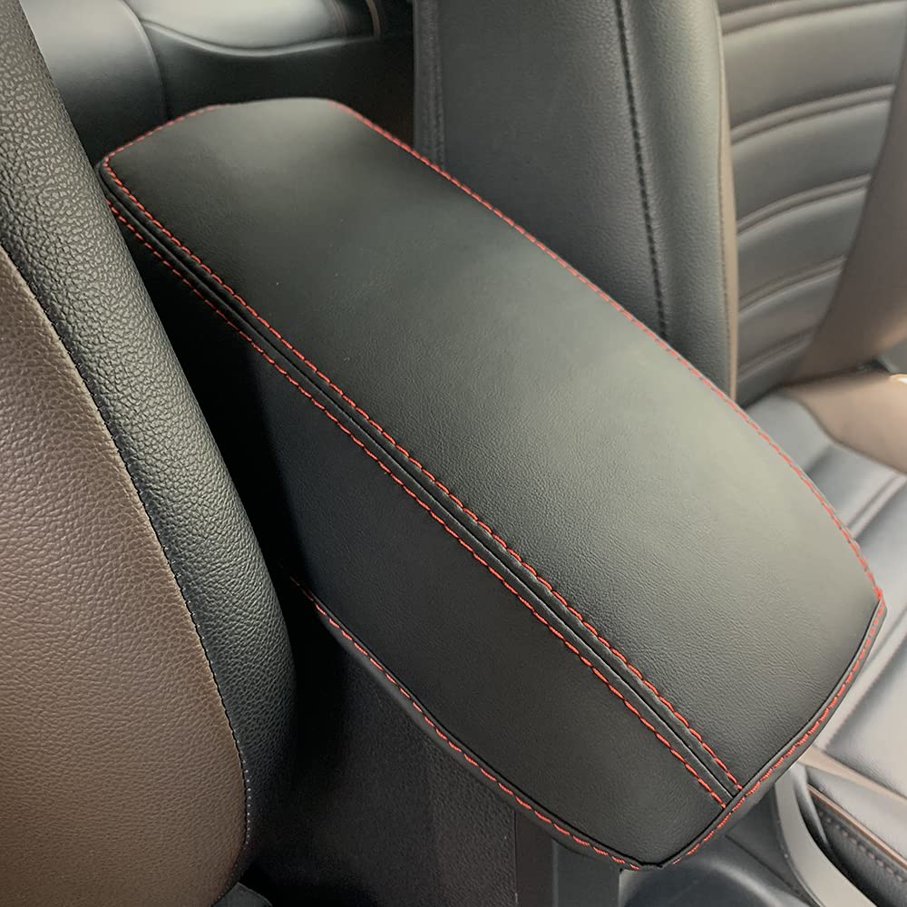 Behave Car Armrest Cover,Fit for Toyota Corolla 2020 2021 Car Console Cover Leather Car Central Console Armrest Cover Propector,Black with Red Stitches