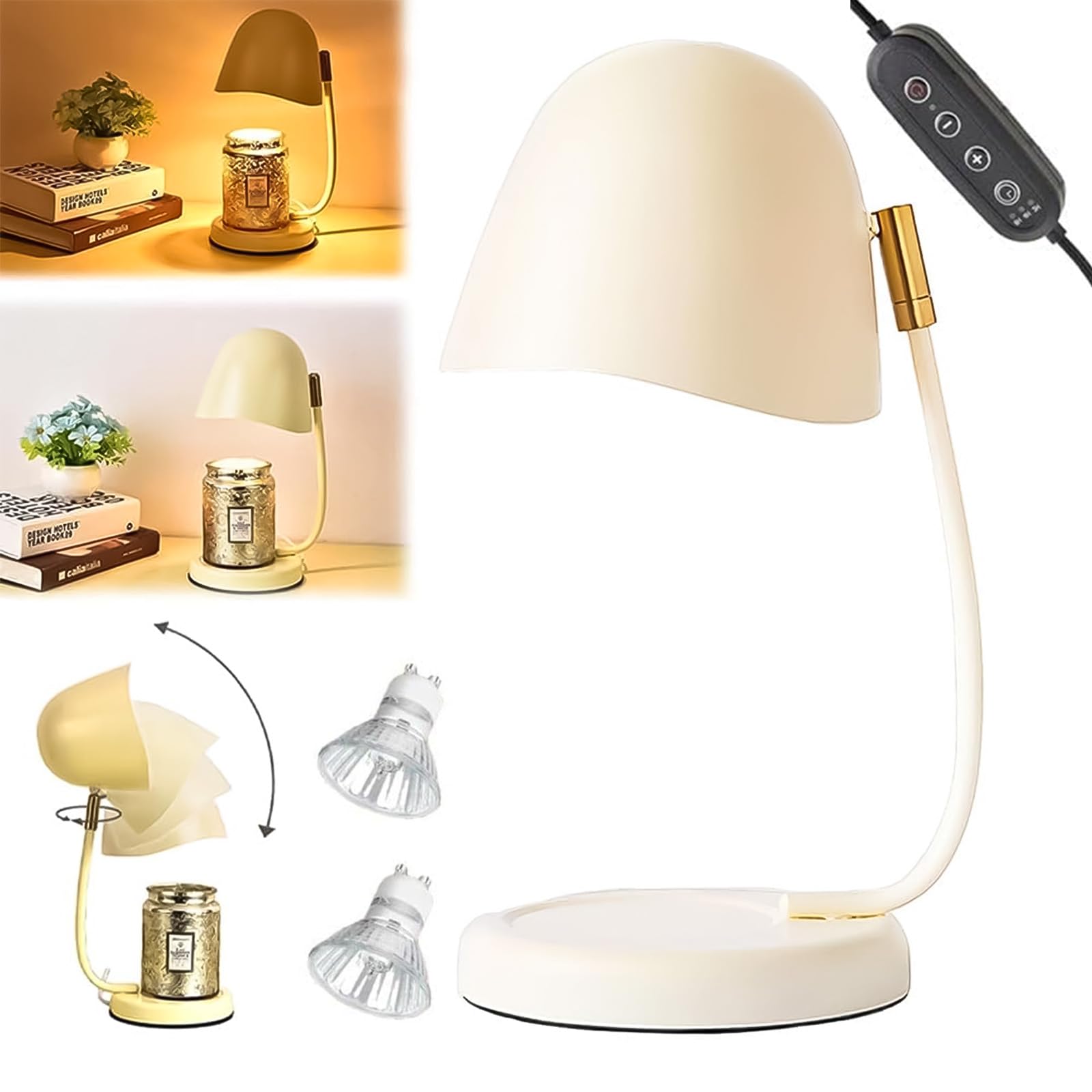 Nnbwlmaee Beige Eggshell Candle Warmer Lamp, Adjustable Height Dimmable Wax Melter With Timer, Flameless Scented Candles Warmer, For Wax Block And Jar Candles Home Decor (Beige)