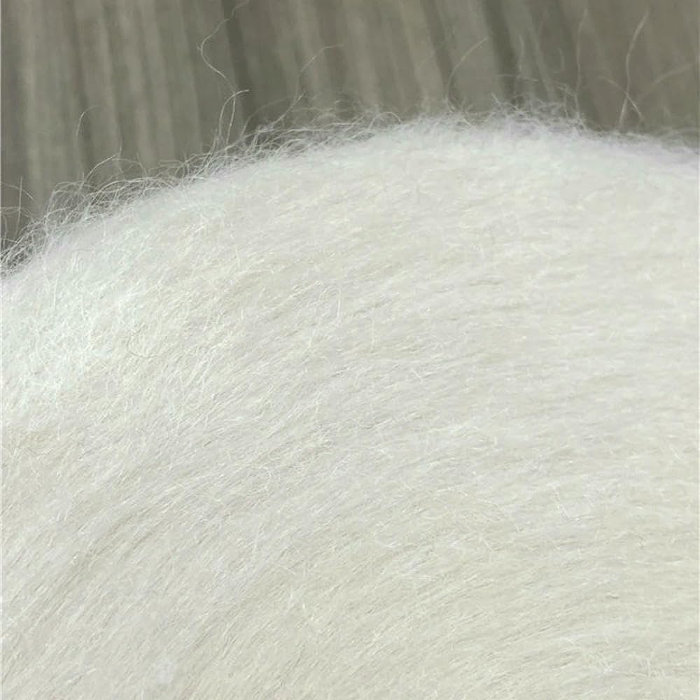 Filato di Lana Mohair Bianco Morbido e soffice da 500 g per lavori a Maglia, per Neonati, per lavori a Mano, all'Uncinetto, per Cucire, per Tessere, Filo Sottile.