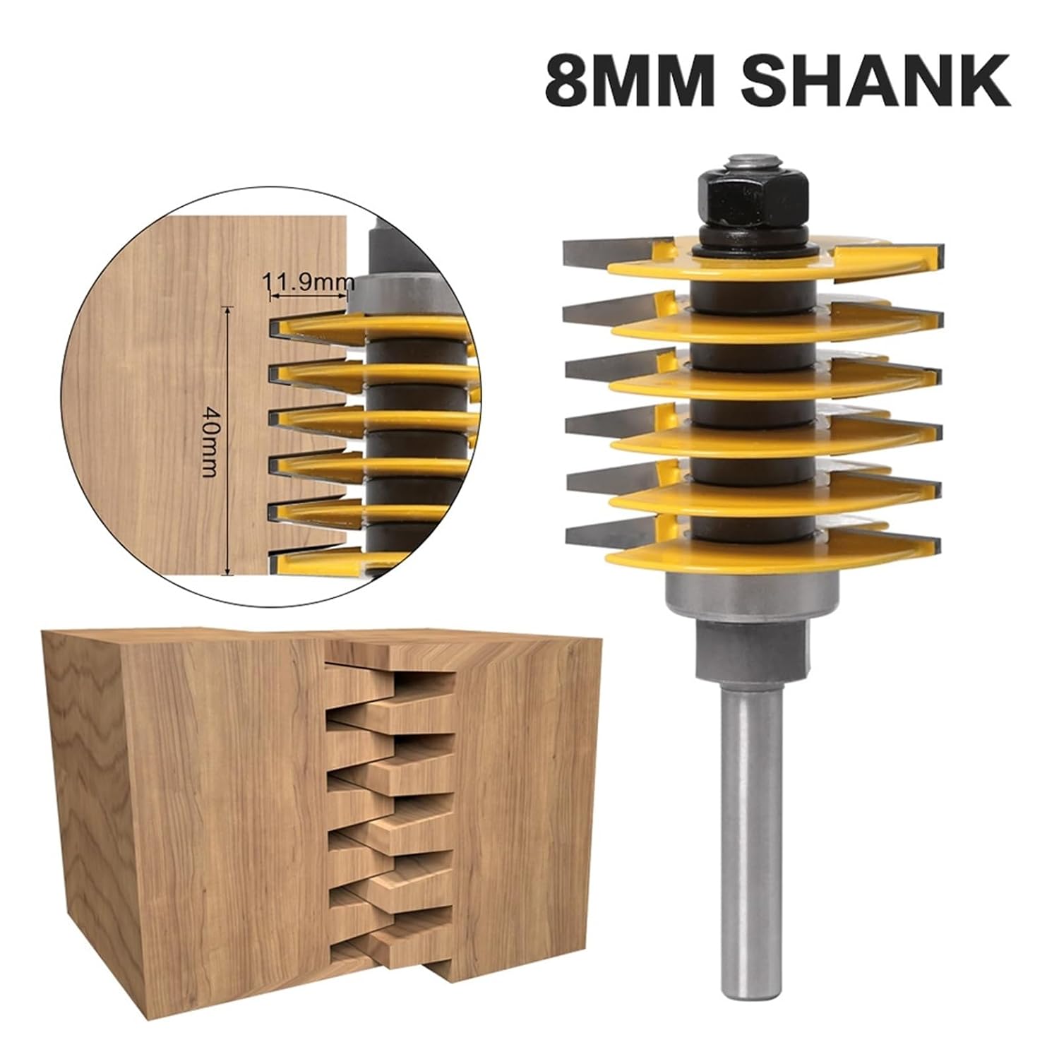 1pc 8mm 12mm 12.7mm Shank Brand New 2 Teeth Adjustable Finger Joint Router Bit Cutter Industrial Grade for Wood Tool