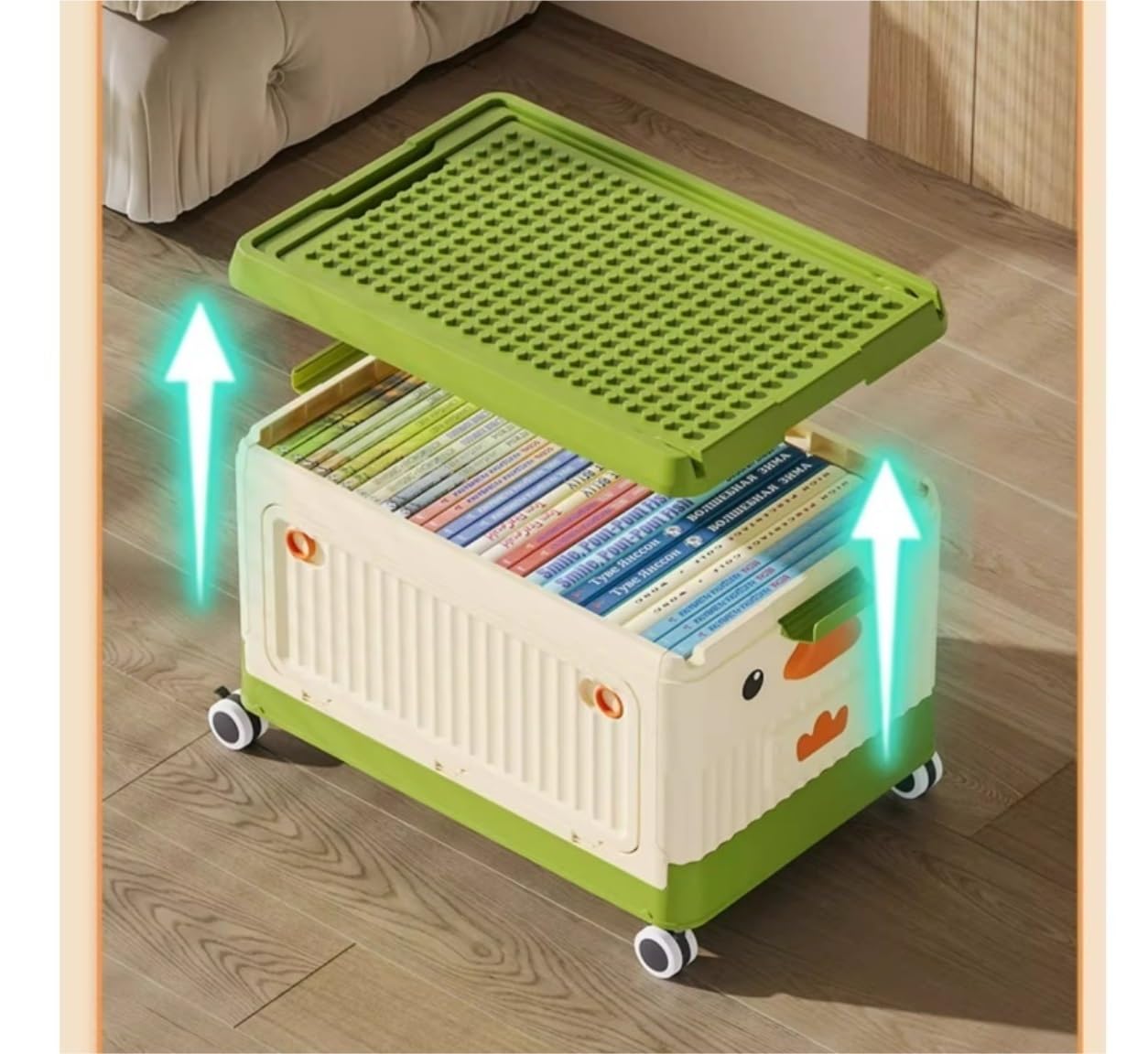 Scaffale Portaoggetti, Scatola per Giocattoli in Plastica con Ruote E Coperchio. Contenitore per Giocattoli. Contenitore per Giocattoli per L'organizzazione del Soggiorno, della Camera da Letto della