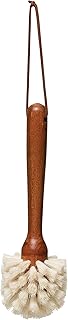 Beech Wood Dish Brush w Leather Strap, Dark Brown