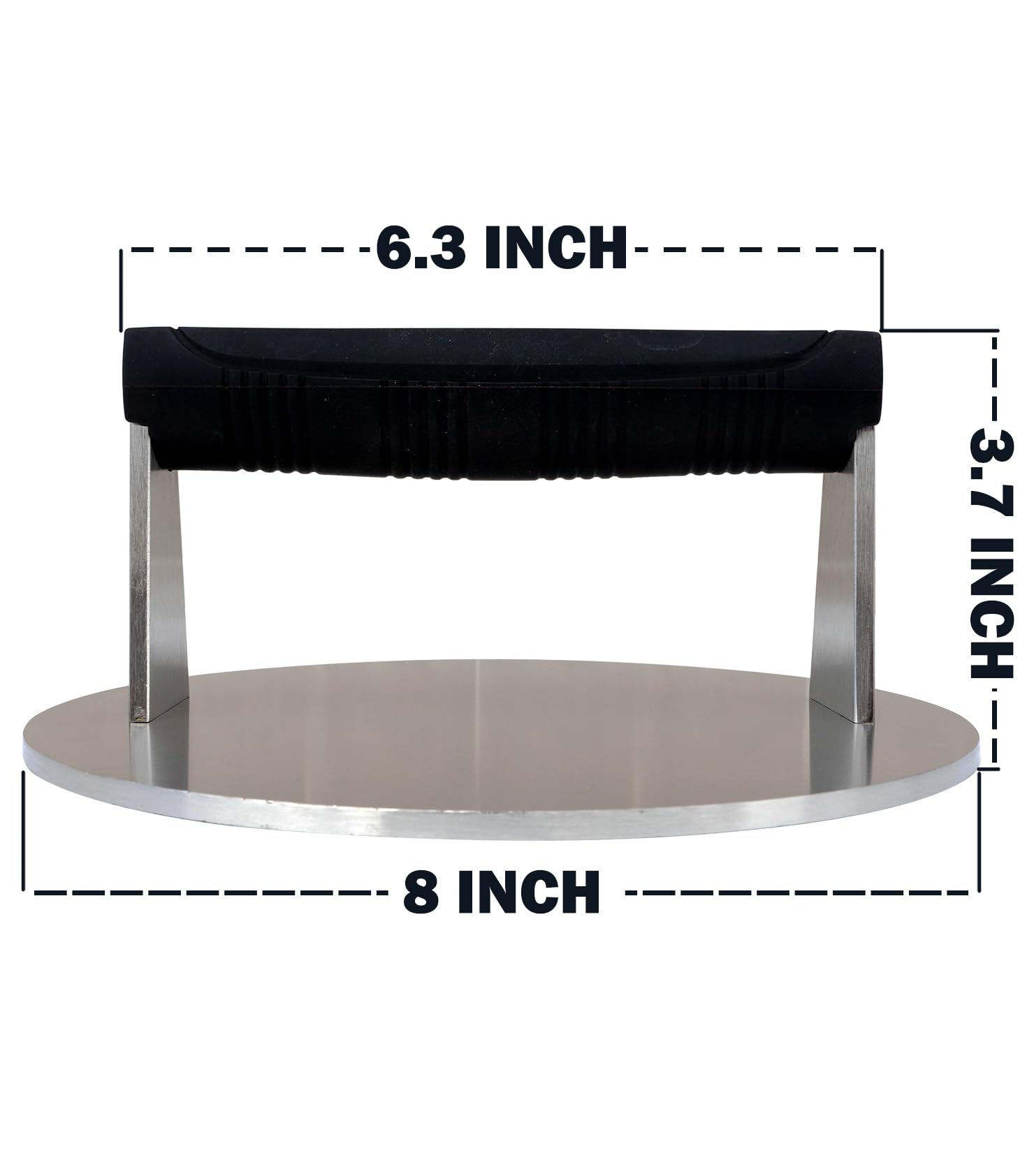 Pressa per Hamburger in Acciaio Inox, Tonda, 20,5 cm, 1,45 kg | Schiacciahamburger tondo, facile da pulire, ideale per smash burger su piastra, griglia e barbecue