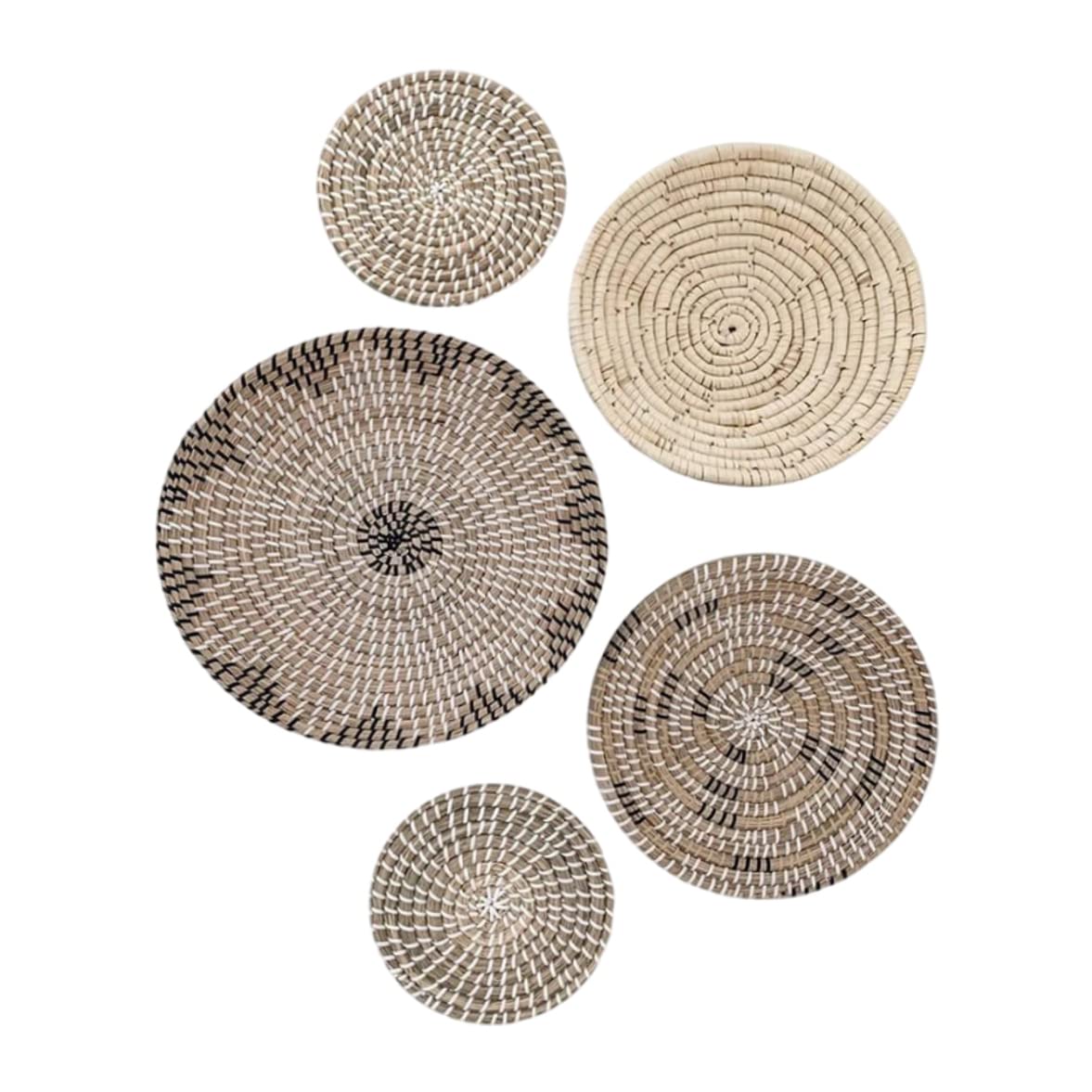 Panier mural tissé en osier : lot de 5 corbeilles artisanales en rotin