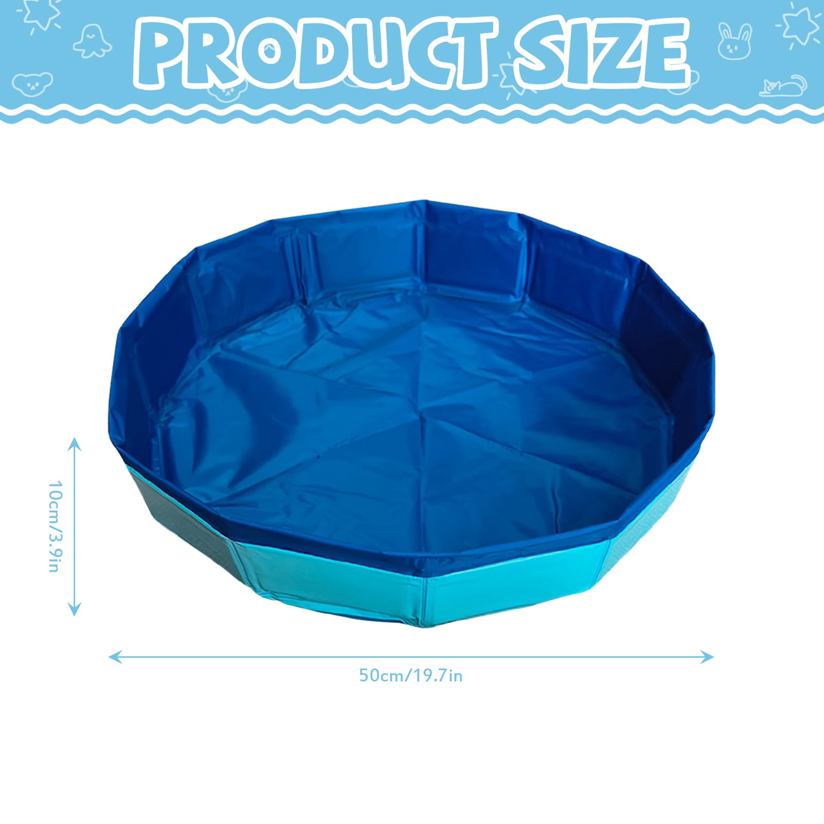 Piscina per gatti da 50 x 10 cm, pieghevole con 6 giocattoli, mini piscina per gatti e cani, giocattolo per gatti, piscina per bambini per gatti e cani, mini piscina per l'estate (B)